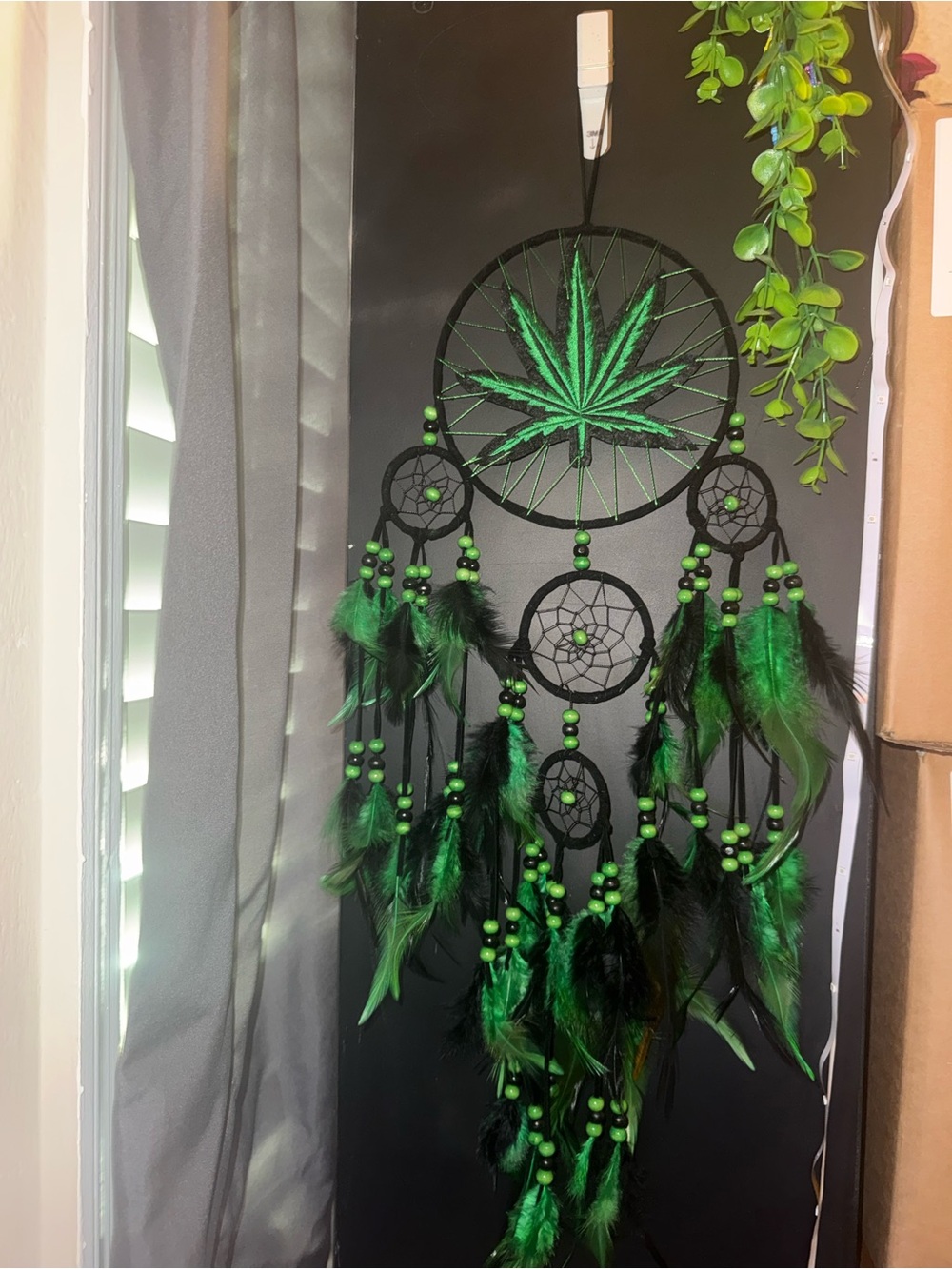 Green Leaf Dreamcatcher Wall Decor - Unbranded maple leaf
